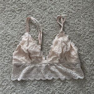 Layered with Lace Delicate Lace Bralette in Cream - Size Large